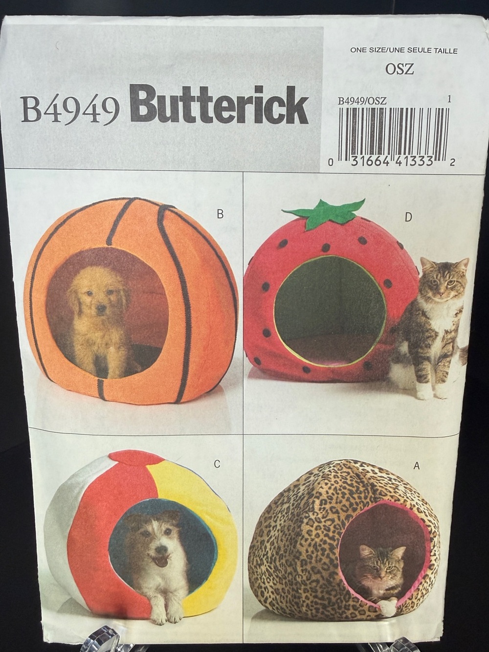 Butterick B4949 Uncut Cat Dog Pet Bed Sewing Pattern